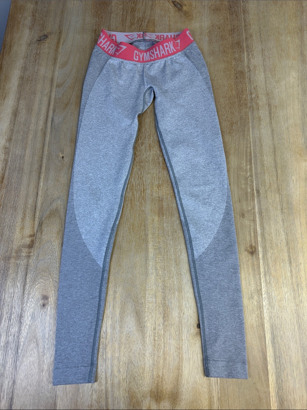 Gymshark Grey Leggings with Pink Branded Waistband